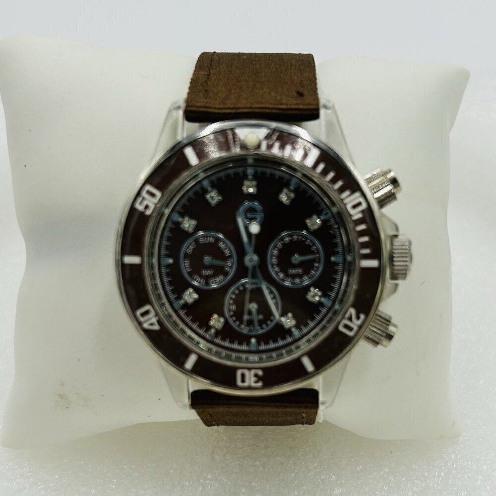 NWOT Gossip Women’s Large Face 40mm Case Brown Canvas 20mm Band